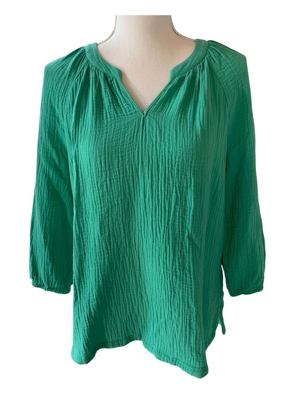 Soft Surroundings Green Peasant Blouse. Size M